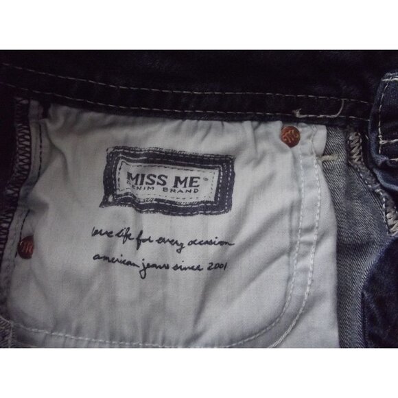 Miss Me Jeans Womens 27 X 30" JE13048L Signature Rise boot studded rhinestones - Picture 11 of 13